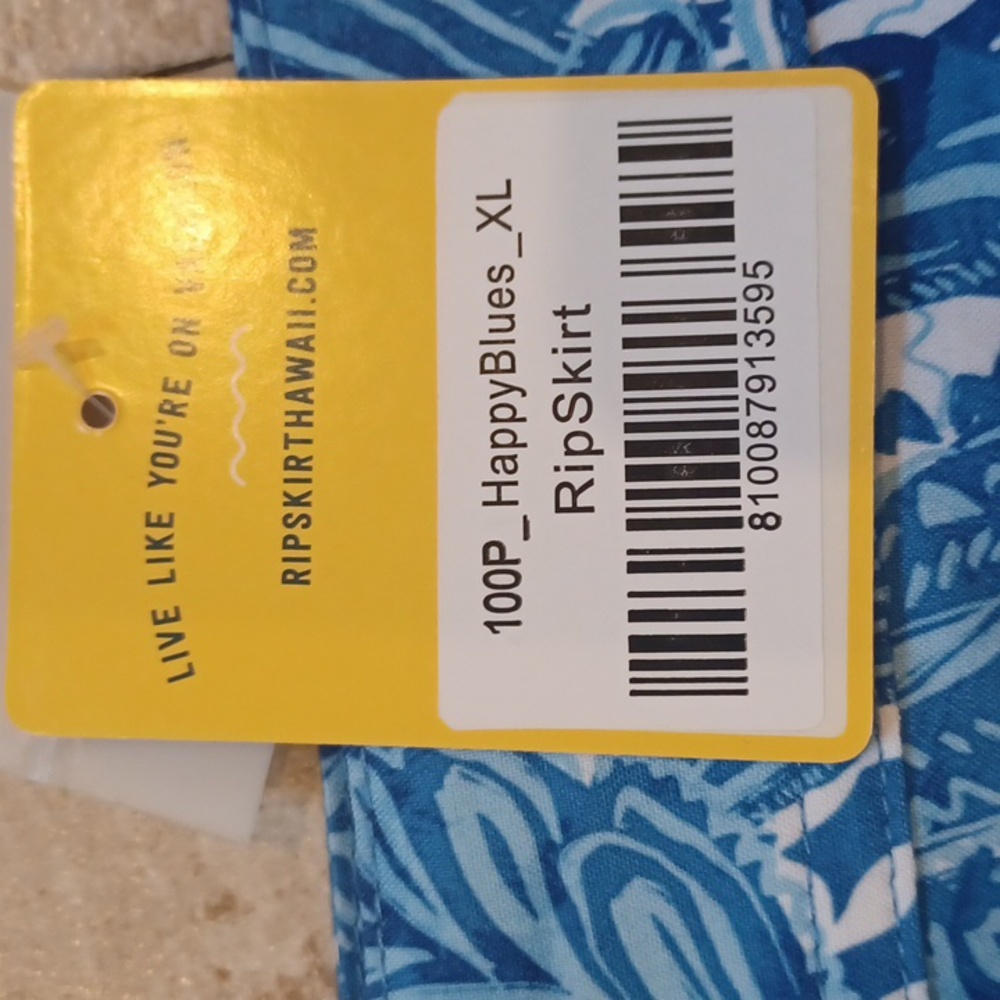 NWT Rip Skirt Hawaii Happy Blues Tropical Print Velcro Leisure Wrap Skirt - Picture 3 of 10